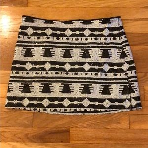 Black and white sequined skirt